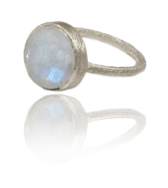 Capri Medium Stackable Circle Ring White Moonstone