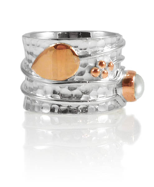 Olive Branch Ring White Pearl