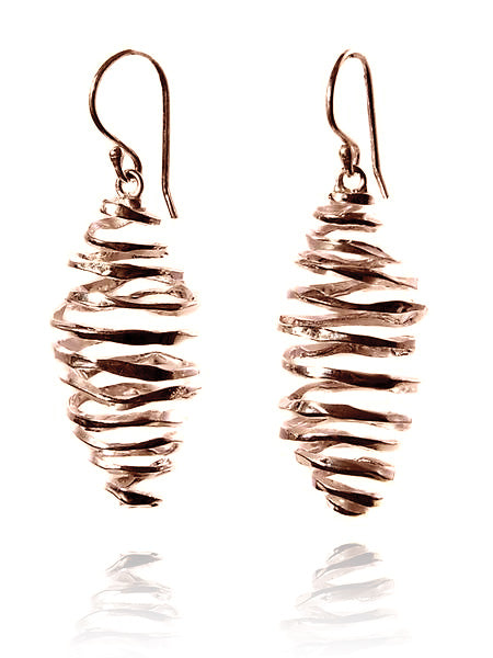 Rose Gold Plated Battered Honey Comb Earrings