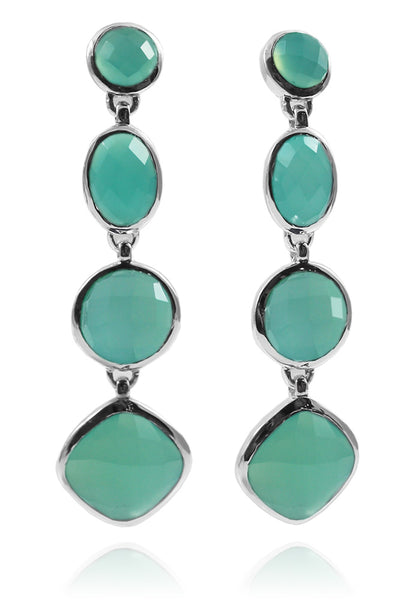 Four Geometric Drop Earring Aqua Chalcedony