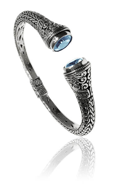 Celuk Open Cuff - Blue Topaz
