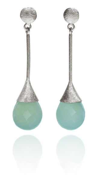 Indian Peacock Earrings Aqua Chalcedony