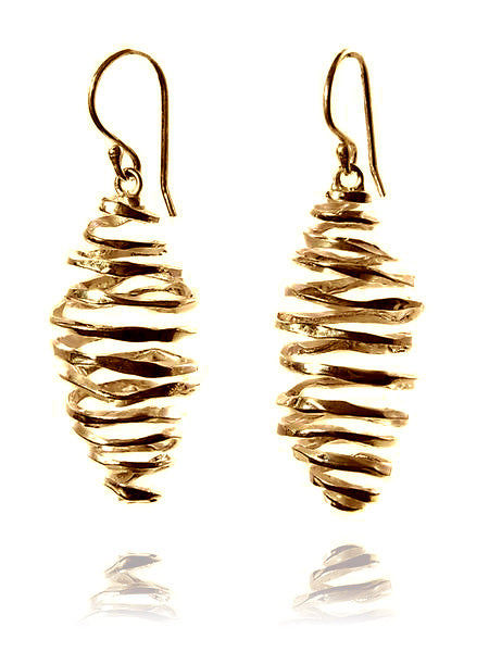 18K Gold Plated Battered Honey Comb Earrings