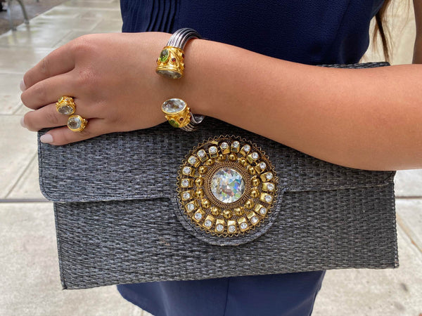 Large Serpentine Open Stone Ring Garnet 5