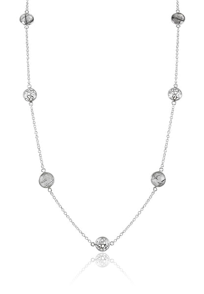 Arabesque Mini Filigree and Stone Necklace Black Rutile Quartz