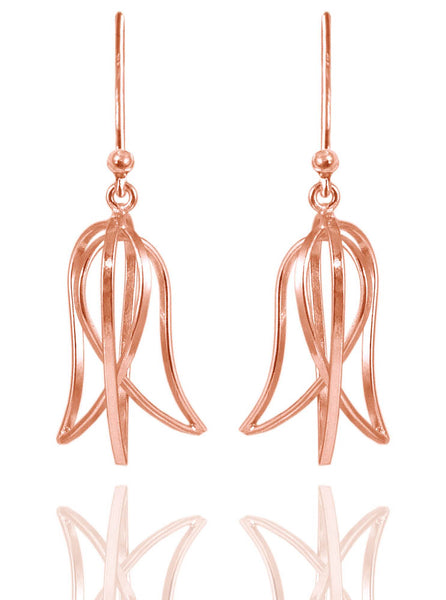 Rose Gold Plated 3D Lotus Earrings