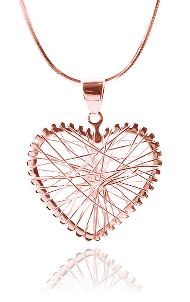 Rose Gold Plated Small Criss Cross Heart Pendant