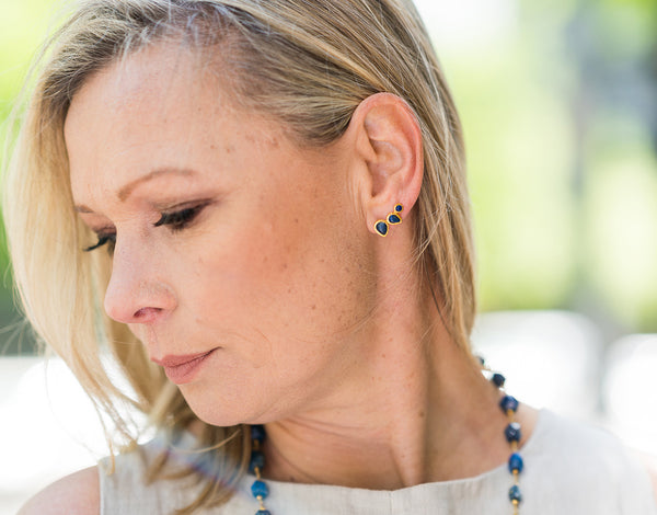 Peacock Climbing Earrings Aqua Chalcedony