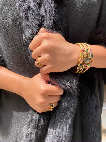 Cobblestone Ring Mixed Tourmaline 5.5