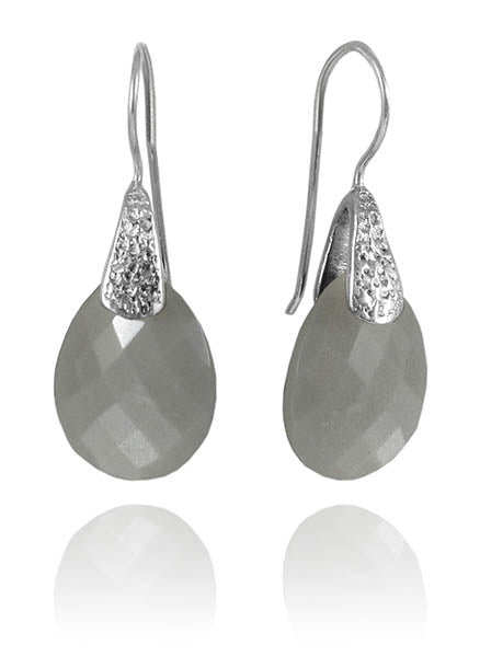 Sumatra Teardrop Earrings Grey Moonstone