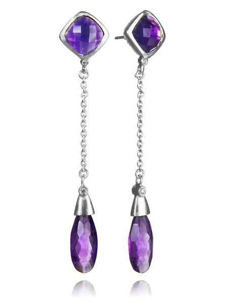 Capri Two Stone Long Drops (Amethyst)