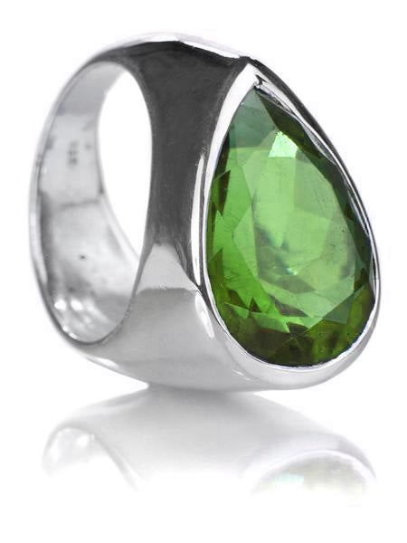 Side Paisley Ring Green Glass