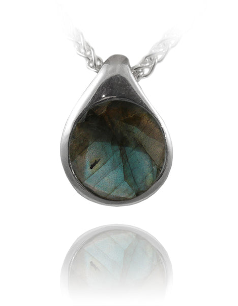 Modern Side Arabesque Cutout Stone Pendant Labradorite