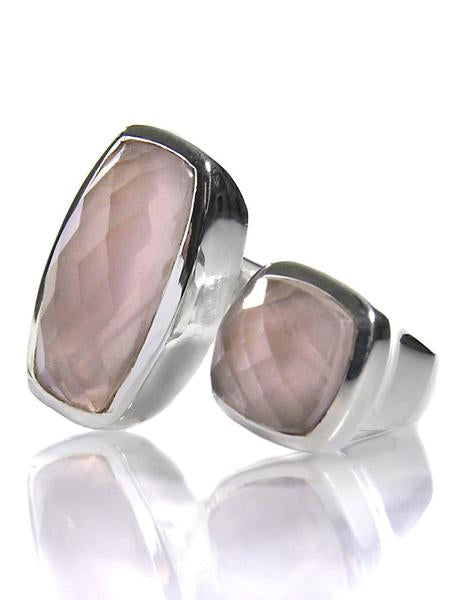 Two Stone Non-Connect Ring Rose Quartz