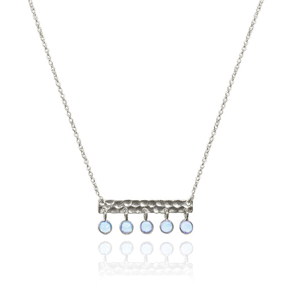 5 Stone Bavaria Bar Necklace Blue Topaz