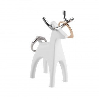 White Reindeer Ring Holder