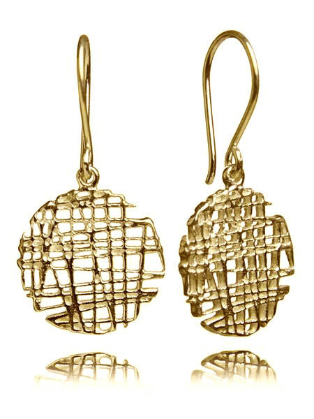 18K Gold Plated Indian Linen Circle Earrings