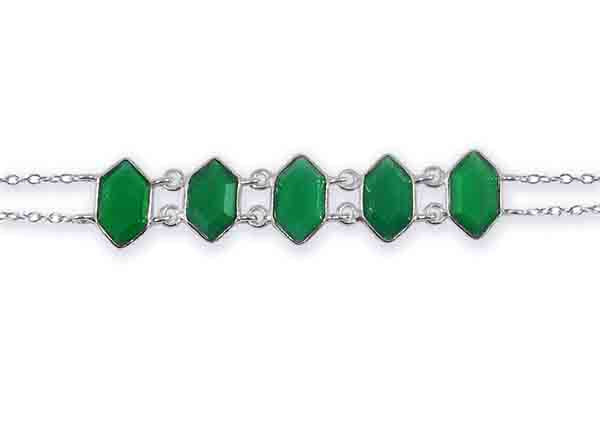 5 Stone Glacier Link Bracelet Green Onyx