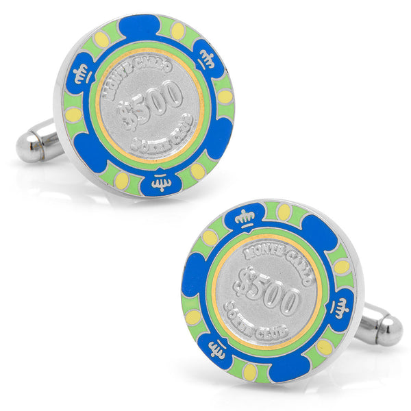 Blue Poker Chip Cufflinks