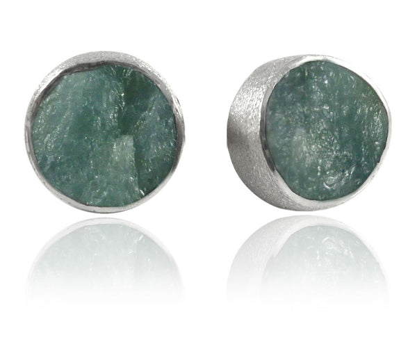 Natural Druzy Glacier Studs Blue Chalcedony