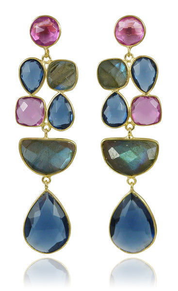 Gaudy Gaudi Earrings Labradorite and Hydraquartz