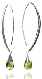 Long Curved Gemstone Drop Earrings Lemon Topaz