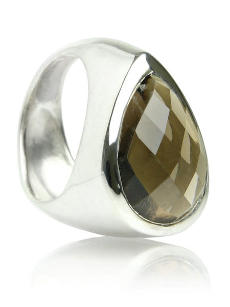 Side Paisley Ring Raised Smokey Quartz