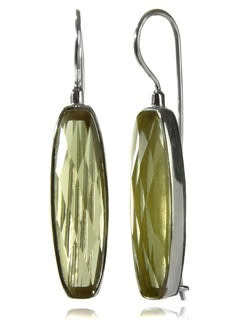 Mini Faceted Vertical Drop Earrings Lemon Topaz