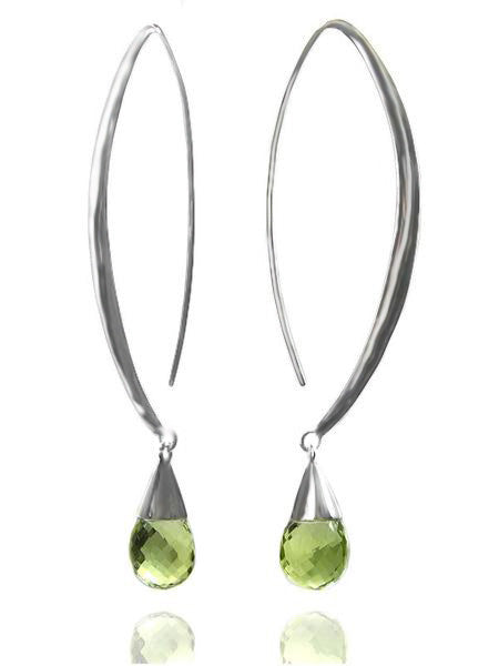 Long Curved Gemstone Drop Earrings Lemon Topaz