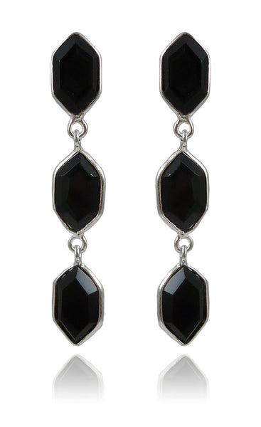 Three Glacier Drop Studs Black Onyx