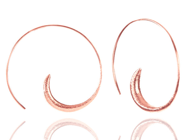 Brushed Rose Gold Plated Swirly Earrings