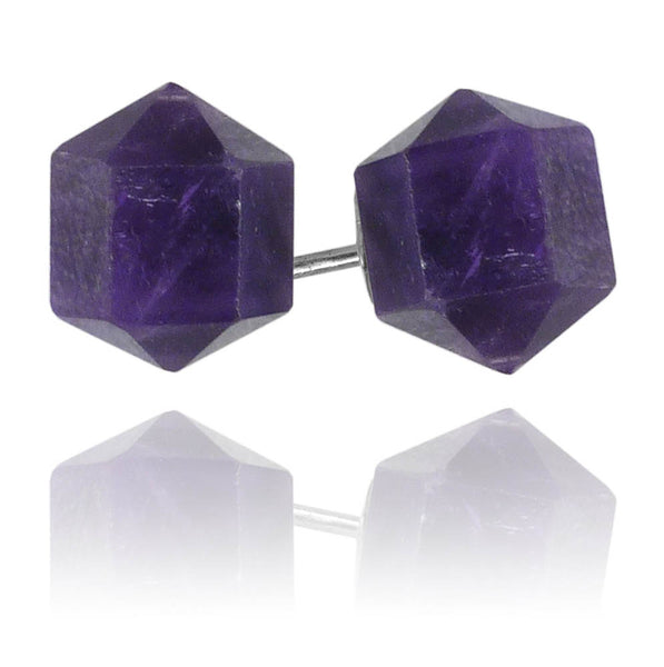 Structured Stone Glacier Studs Amethyst