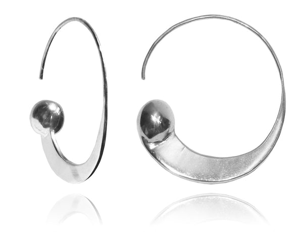 Swirly Earrings with Silver Ball