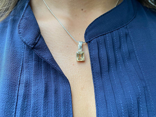 Small Rectangular Pendant Green Amethyst