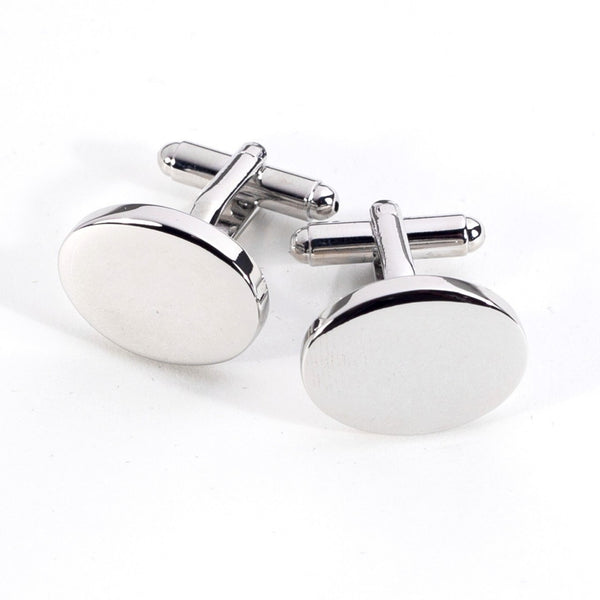Rhodium Oval Cufflinks