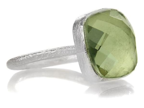 Capri Large Stackable Square Ring Green Amethyst