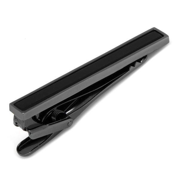 Gunmetal and Onyx Inlaid Tie Bar