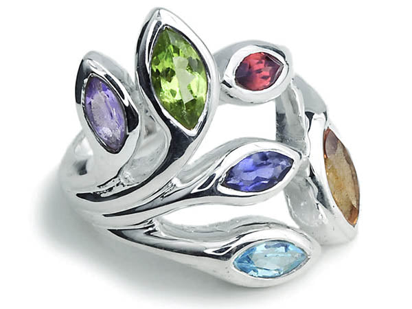 Multi Stone Leaf Ring