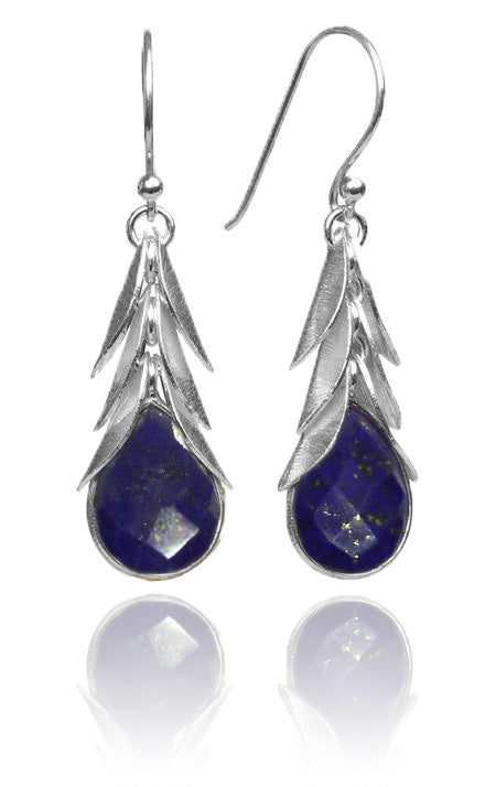 18k Vermeil Framed Rounded Square Classic Earrings Lapis Lazuli