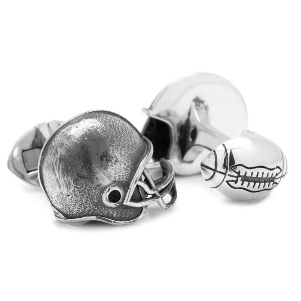 Sterling SIlver Football Helmet Cufflink