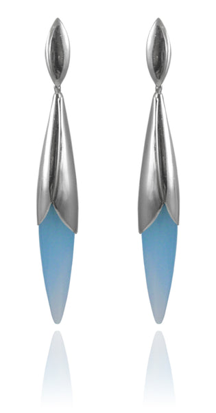 Bird of Paradise Earrings Blue Chalcedony