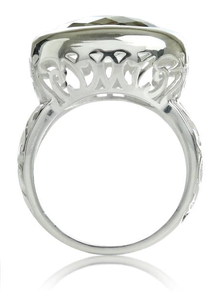 Arabesque Square Filigree Cocktail Ring Green Amethyst