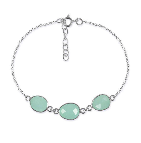 Three Stone River Rock Bracelet Aqua Chalcedony