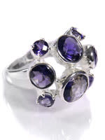 Eight Stone Free Style Bubble Ring Iolite