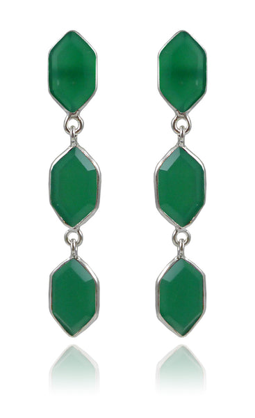 Three Glacier Drop Studs Green Onyx