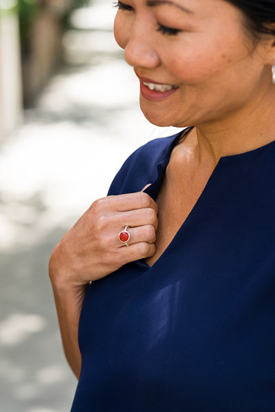 Capri Medium Stackable Circle Ring - Aqua Chalcedony