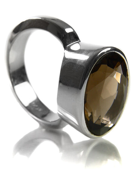 Oval Italian Ring Smokey Quartz