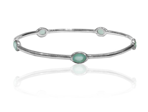 Five Stone Bangle - Aqua Chalcedony