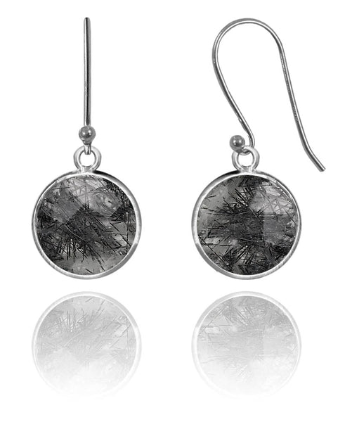 Medium Hanging Puntino Earrings Black Rutile Quartz
