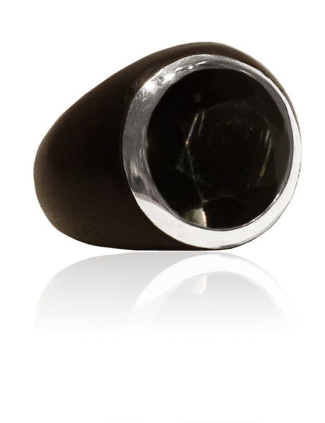 Mexican Art Deco Ebony Cocktail Ring Black Onyx 6